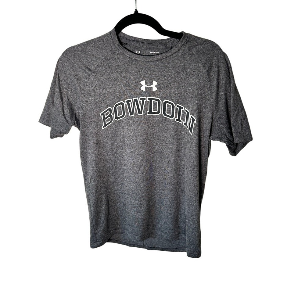 Under Armour Bowdoin College Tech Tee Gray Heather Short Sleeve Shirt Small
